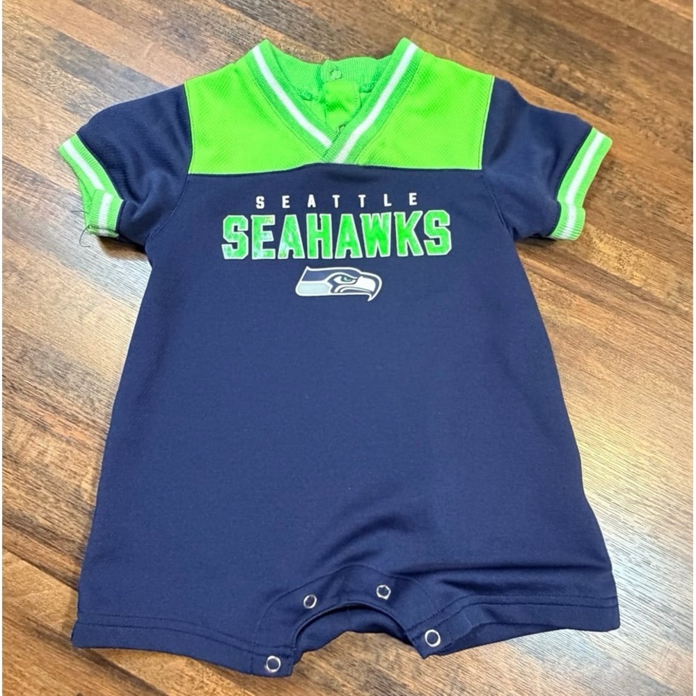 Seattle Seahawks one piece romper outfit.  Size 12 months. Football NFL